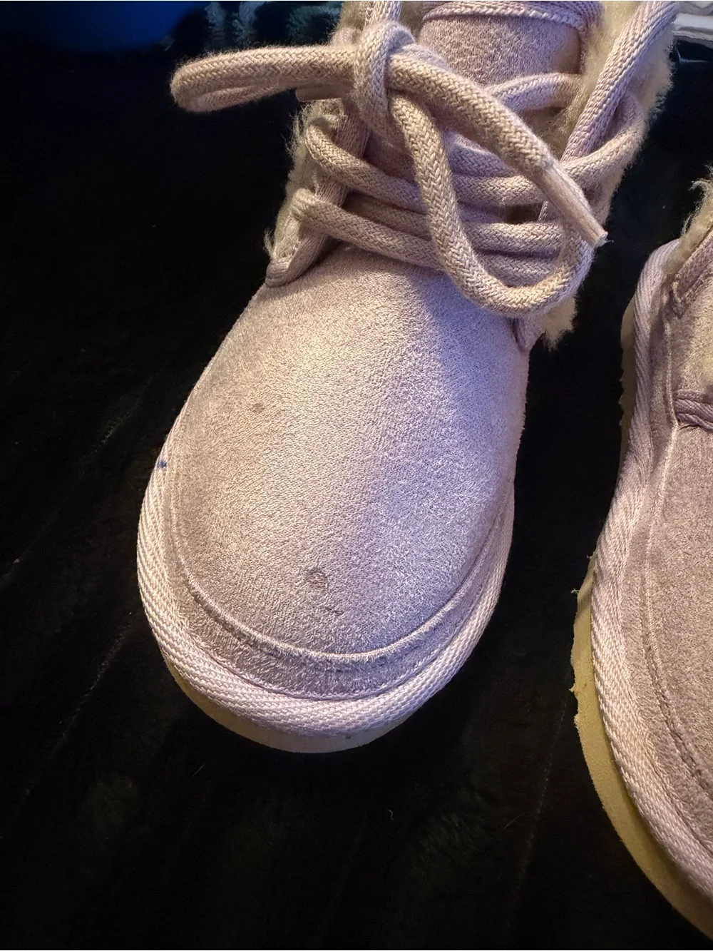 Kids Lilac Faux-Shearling Lace-Up Shoes